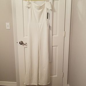 Lulu's White Off Shoulder Jumpsuit